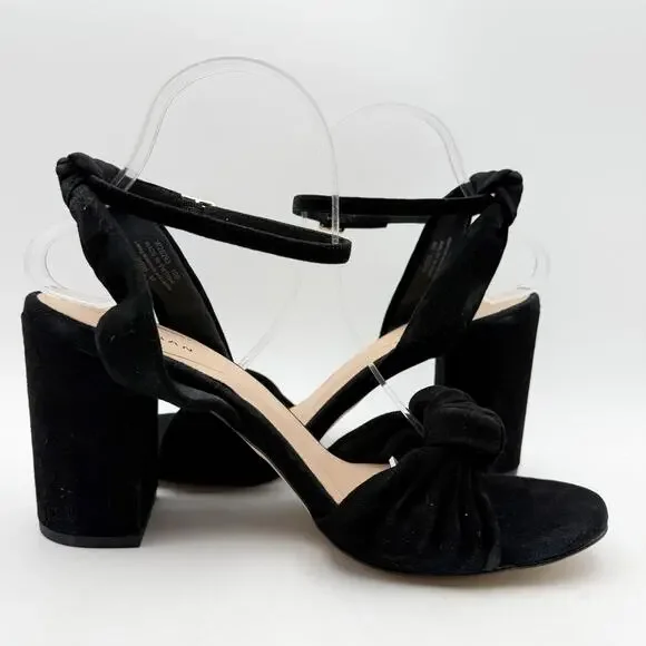 Cole Haan Womens Kaycee Knotted Heel Sandal US 10 B Black Suede EUC